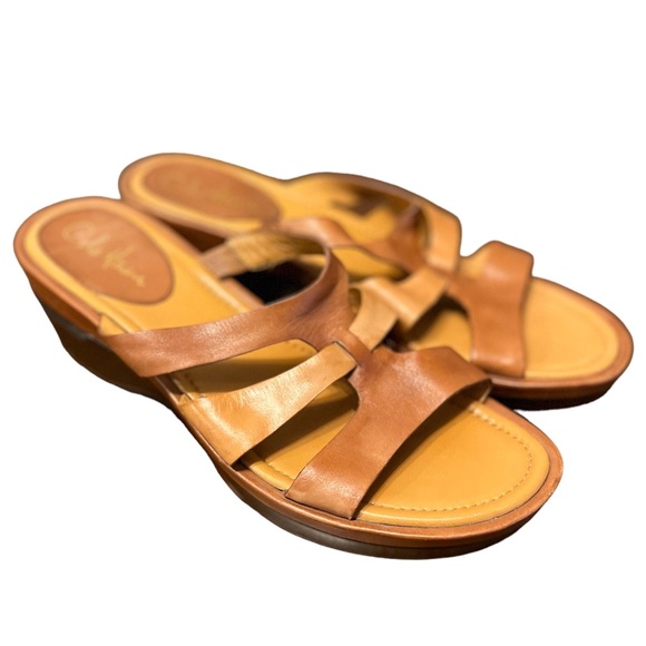 Cole Haan Leather Strappy Wedge Sandals Sz. 9 - Picture 1 of 12